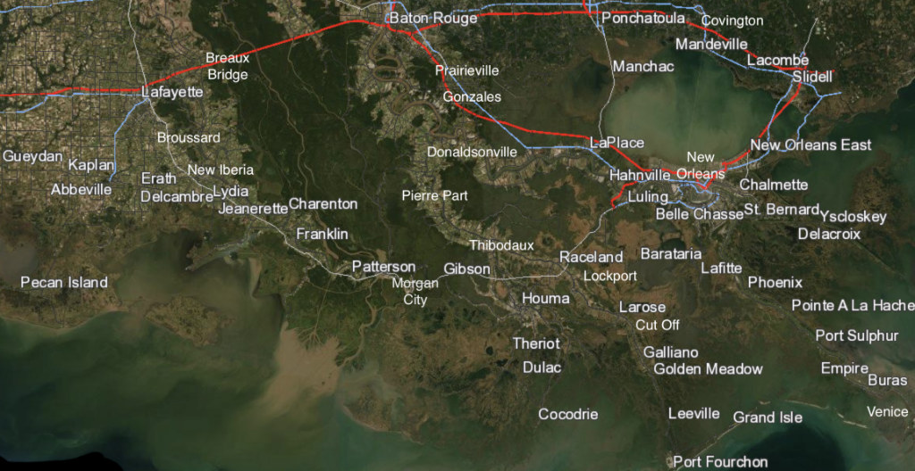 Map of Cities & Town along the Louisiana Gulf Coast Map of Cities & Town along the Louisiana Gulf Coast