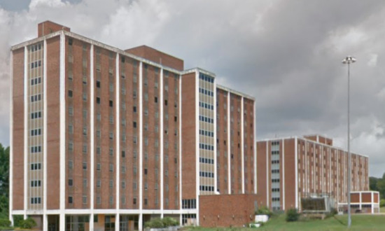 Rear view of Neilson Hall and Caruthers Hall at Louisiana Tech prior to demolition in 2013