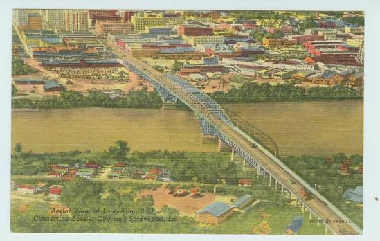 Bridge across the Red River connecting Bossier City (bottom) to Shreveport (top)