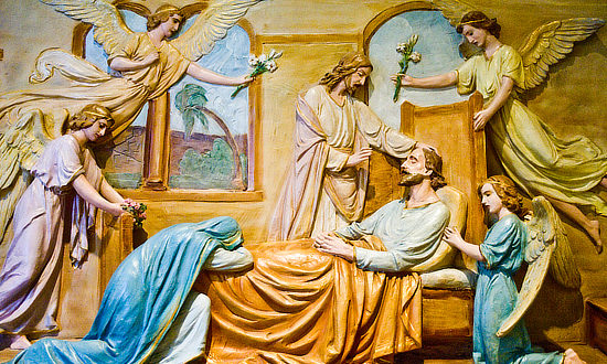 Carved relief inside the St. Martin de Tours Catholic Church in St. Martinville, Louisiana