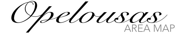 Map of Opelousas Louisiana and the surrounding area, including the Louisiana Downs Racetrack and Casino